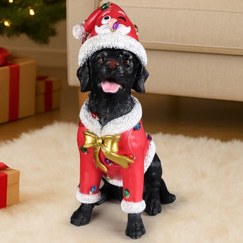 Christmas black labrador dog - black,