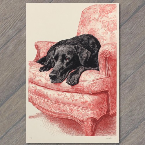 Art print black - print, labrador