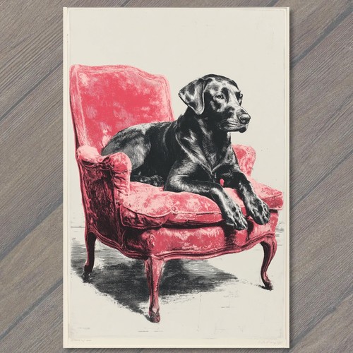 Art print black labrador - art,