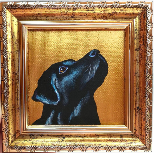 Black labrador dog painting - dog,