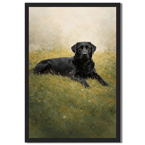 Black labrador meadow - black,