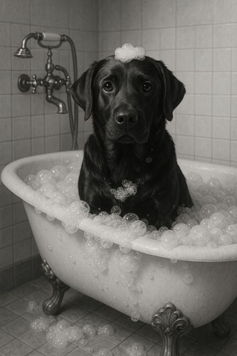 Funny labrador dog bathroom - dog, a4