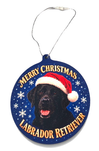 Black lab christmas - black, ornament