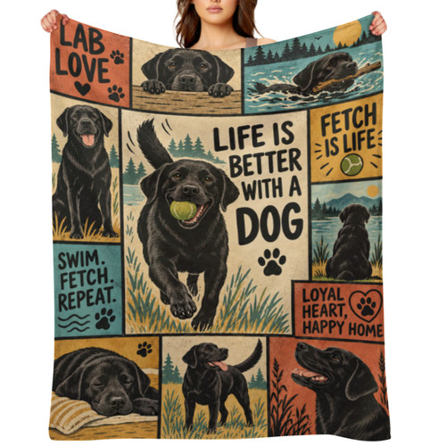Black labrador retriever throw - retriever,